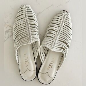 Anthropologie Cecelia New York Gloria Slides Mules Sandals Woven Flats Sz. 6.5B